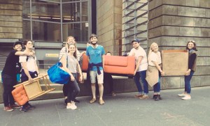 Transporting the set for Forever House through Edinburgh