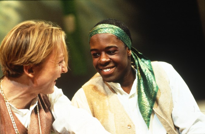 Adrian Lester (Rosalind), Scott Handy (Orlando) in the 1995 production of As You Like It, photo by John Haynes