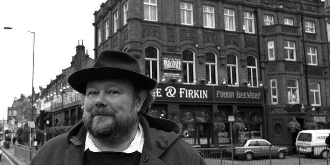 Mike Bradwell stood outside Bush Theatre in 1997.